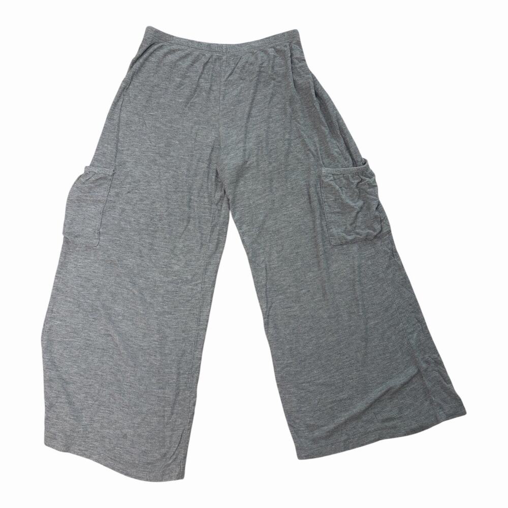Free People Intimately Lounge Pants Womens M Gray Waffle Knit Wide Leg Cropped